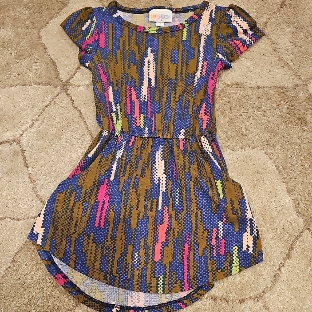LuLaRoe Blue and Purple High-Low Fit and Flare Dress With Pockets!